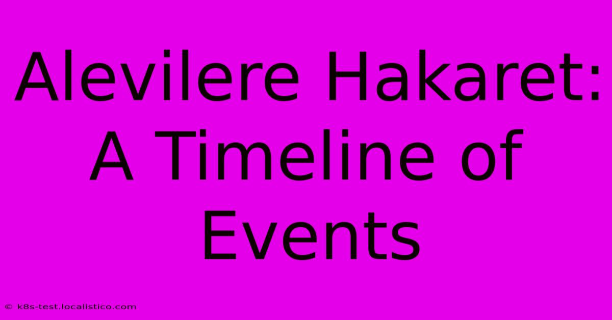 Alevilere Hakaret:  A Timeline Of Events