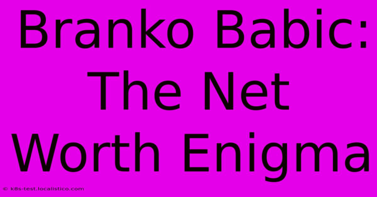 Branko Babic: The Net Worth Enigma