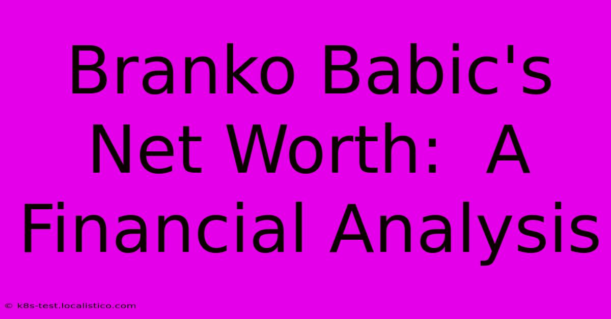 Branko Babic's Net Worth:  A Financial Analysis