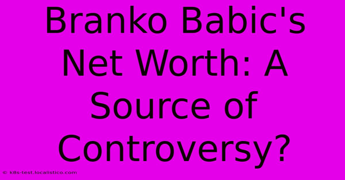 Branko Babic's Net Worth: A Source Of Controversy?