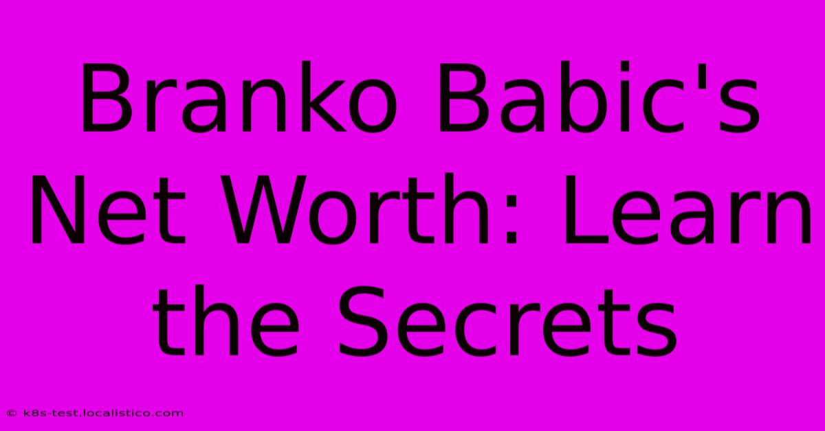 Branko Babic's Net Worth: Learn The Secrets