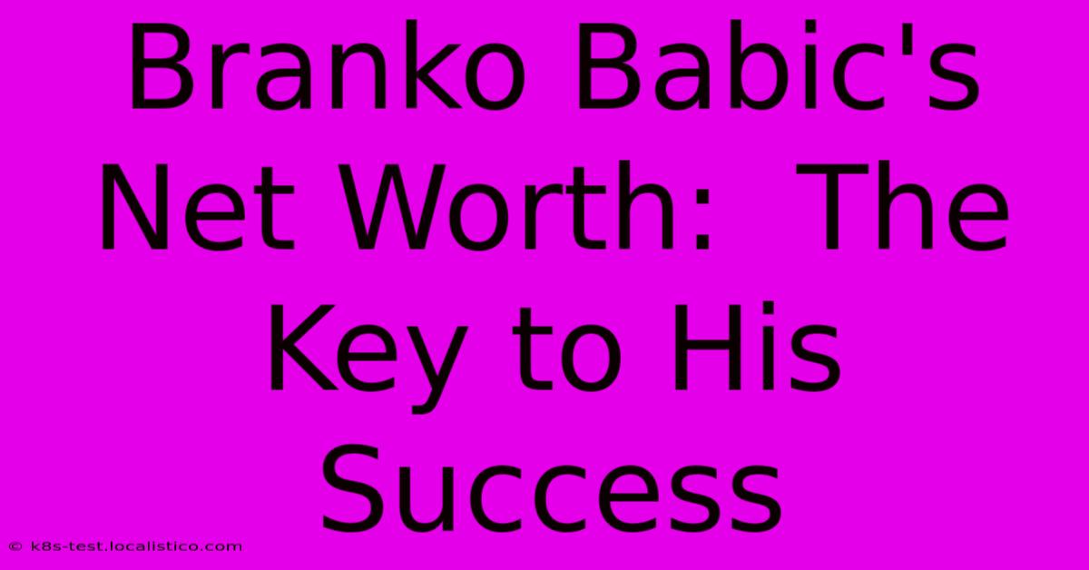 Branko Babic's Net Worth:  The Key To His Success