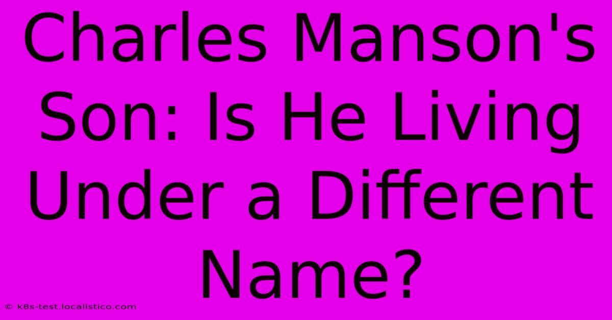 Charles Manson's Son: Is He Living Under A Different Name?