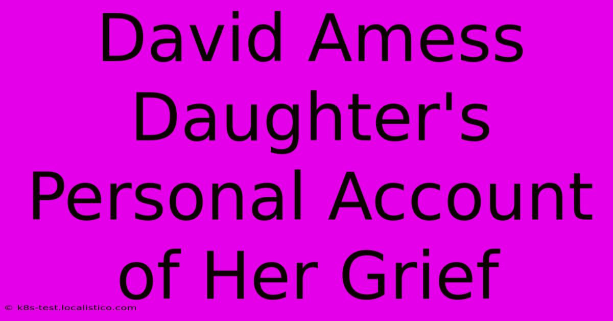 David Amess Daughter's Personal Account Of Her Grief