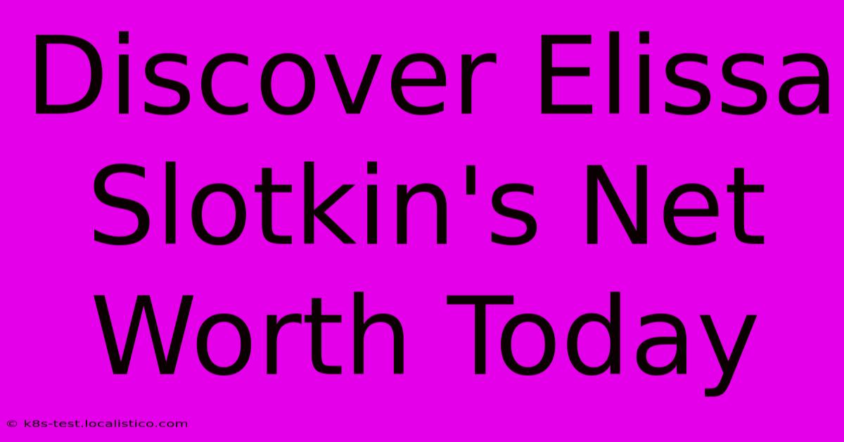 Discover Elissa Slotkin's Net Worth Today