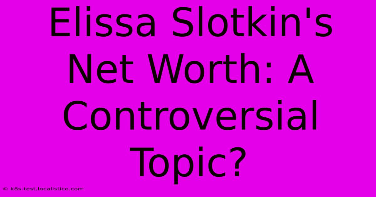 Elissa Slotkin's Net Worth: A Controversial Topic?