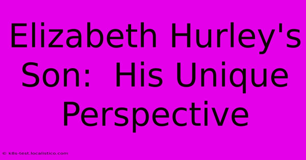 Elizabeth Hurley's Son:  His Unique Perspective