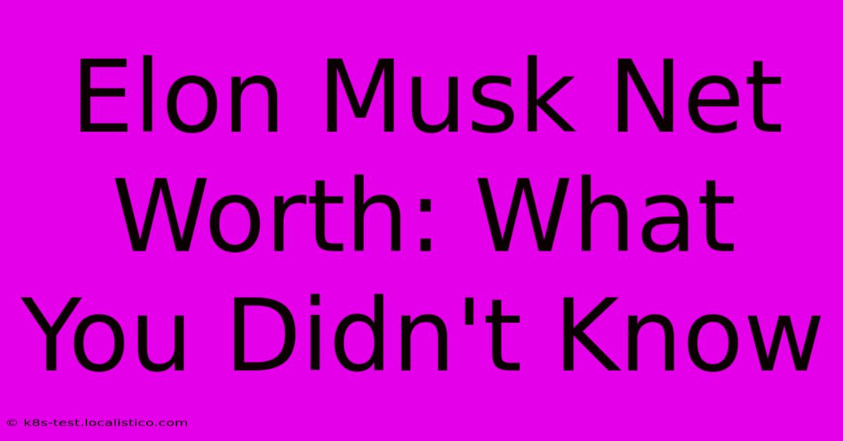 Elon Musk Net Worth: What You Didn't Know