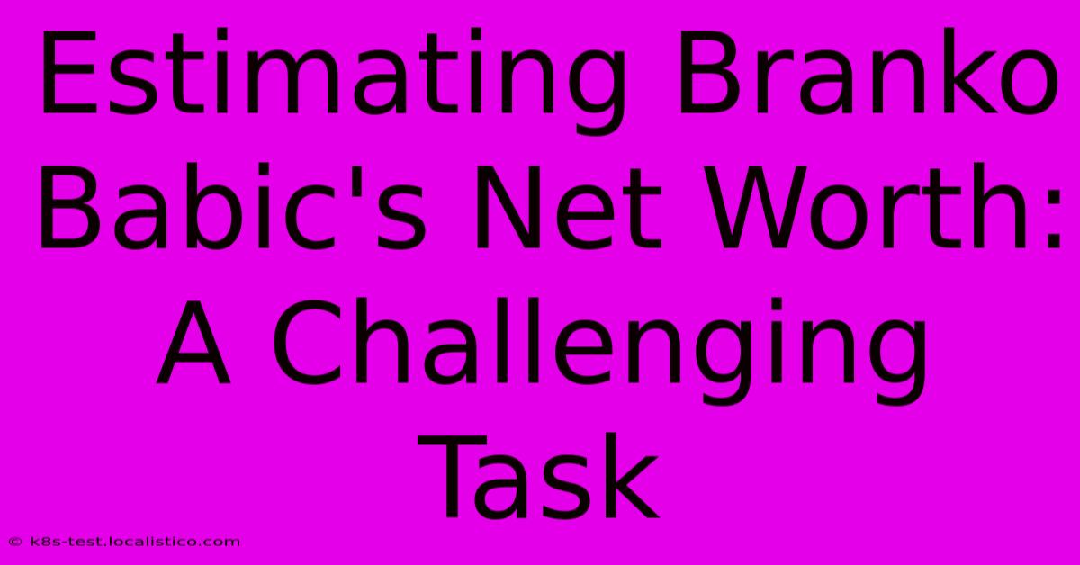 Estimating Branko Babic's Net Worth: A Challenging Task