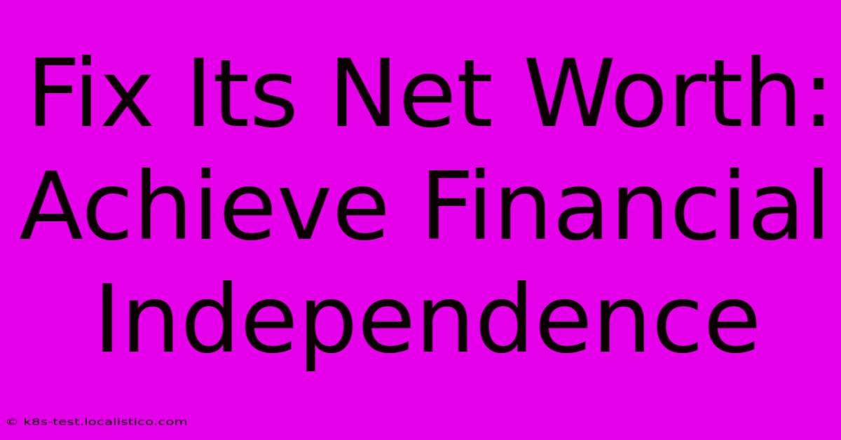 Fix Its Net Worth:  Achieve Financial Independence