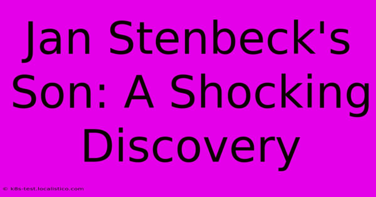 Jan Stenbeck's Son: A Shocking Discovery