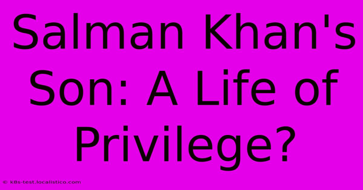 Salman Khan's Son: A Life Of Privilege?