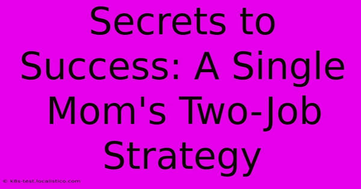 Secrets To Success: A Single Mom's Two-Job Strategy