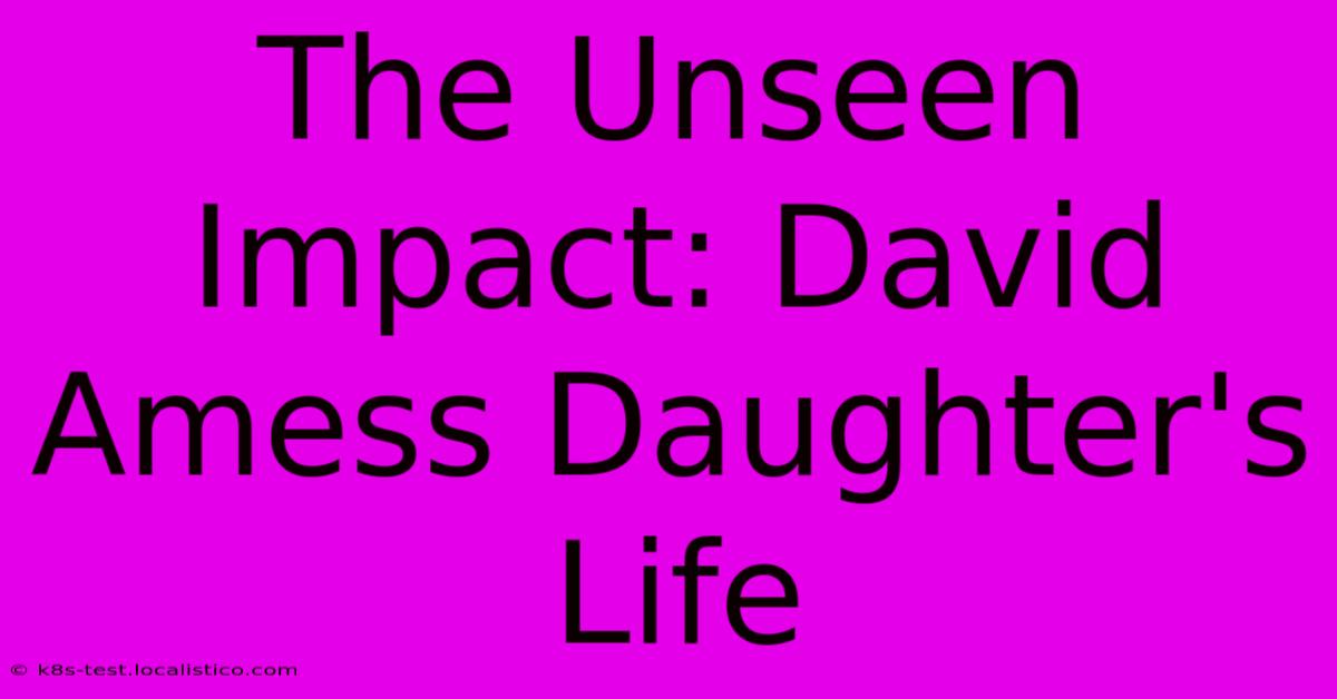 The Unseen Impact: David Amess Daughter's Life