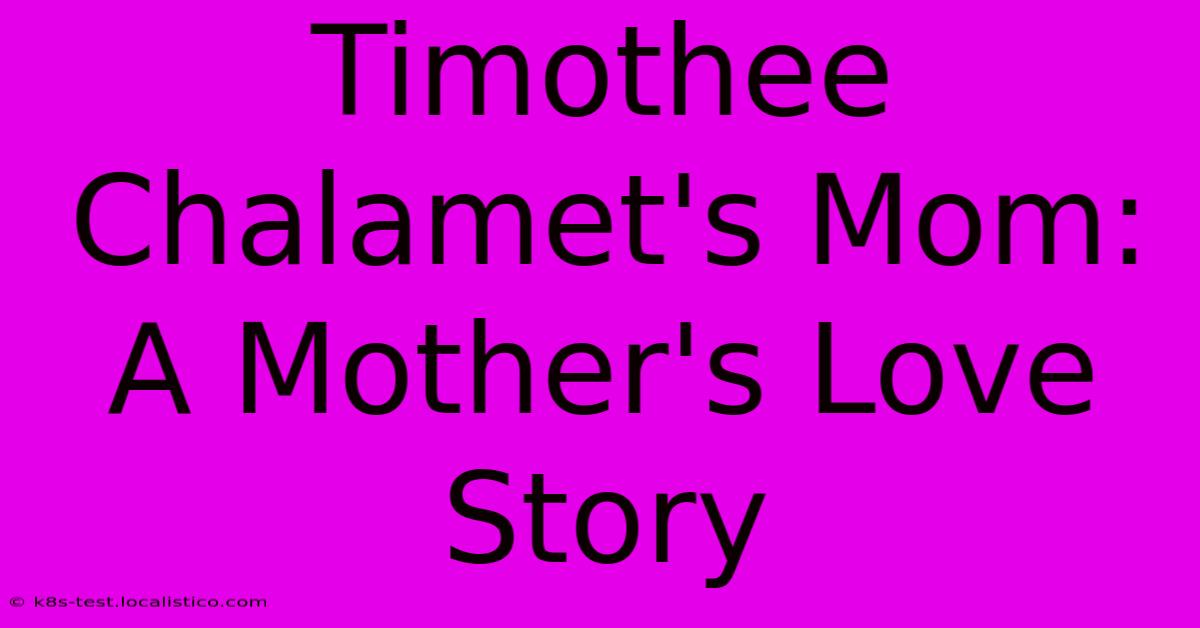 Timothee Chalamet's Mom: A Mother's Love Story