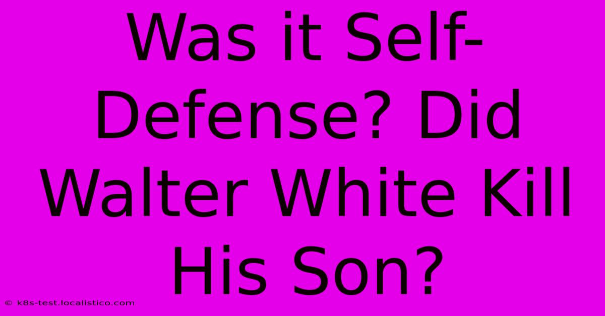 Was It Self-Defense? Did Walter White Kill His Son?