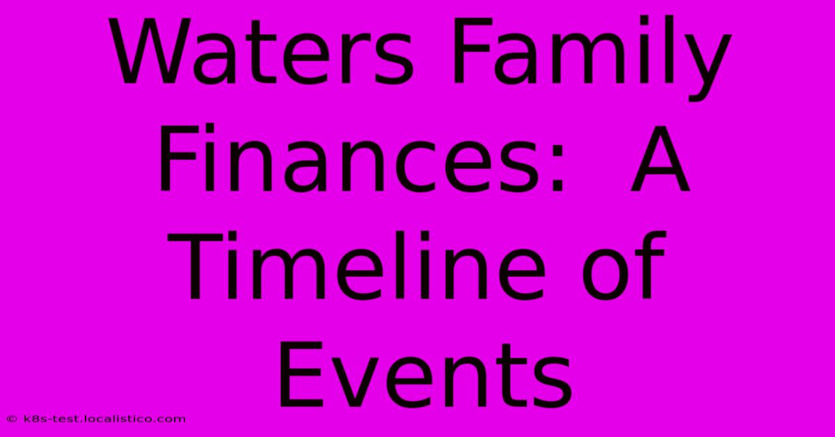 Waters Family Finances:  A Timeline Of Events